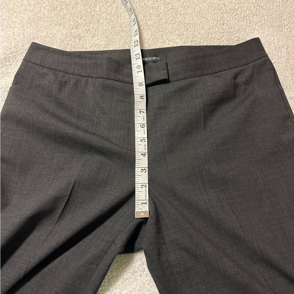 Lafayette 148 Irving Straight Leg Stretch Wool Pants Trousers Dark Gray - Picture 5 of 11